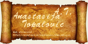 Anastasija Topalović vizit kartica